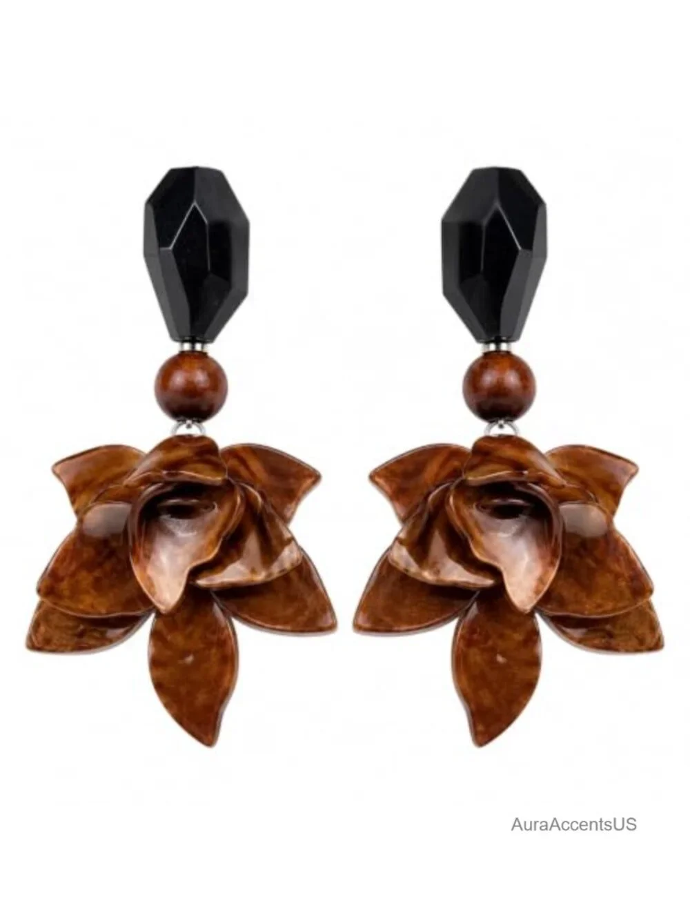 Layered Resin Petal Dangle Earrings for Women, Boho Floral Statement Jewelry